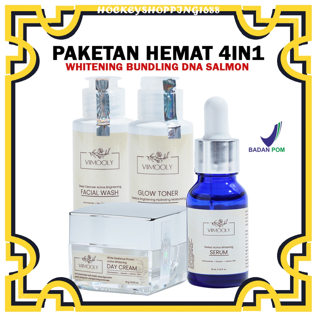 HS [ PAKETAN ] VIIMOOLY - PAKETAN PAGI DNA SALMON WHITENING SERIES DAY CREAM GLOW TONER SERUM FACIAL