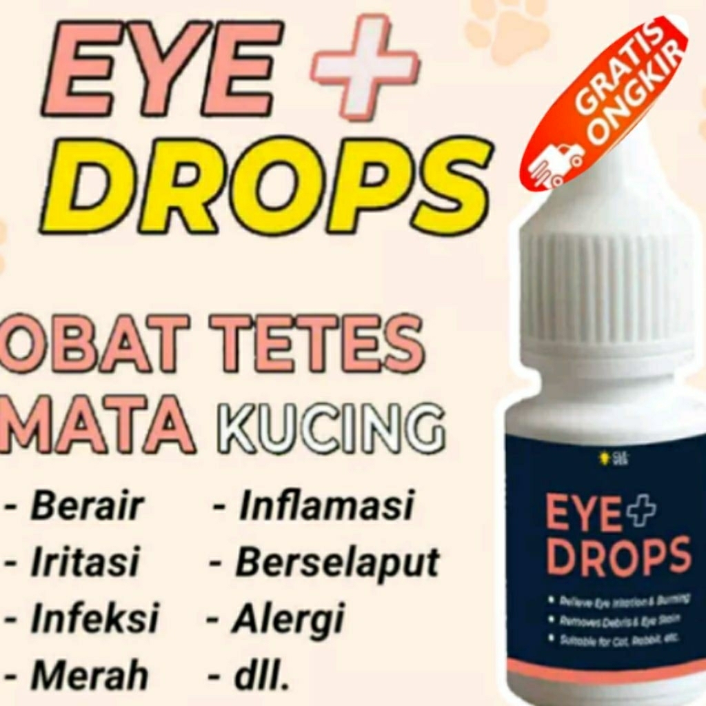 eye+ drops 10mL tetes mata untuk kucing mengobati iritasi mata merah dan berair.