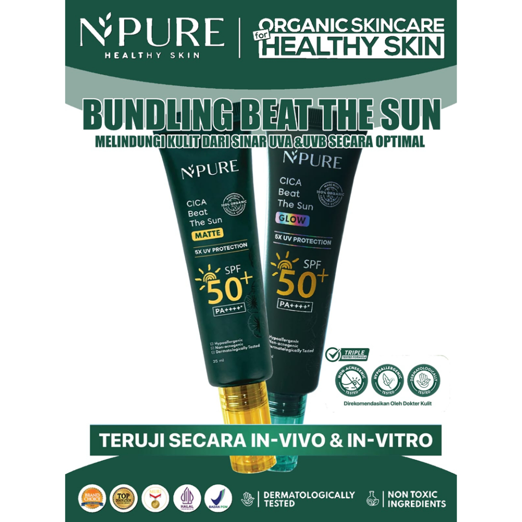 NPURE Bundling Npure Sunscreen Cica Beat The Sun + NPURE Sunscreen Cica Beat The Sun Glow