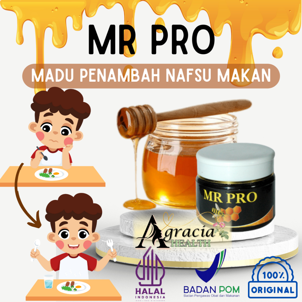 MR PRO Suplemen Penambah Berat Badan & Nafsu Makan Alami – Multivitamin Herbal dari Madu, Propolis &