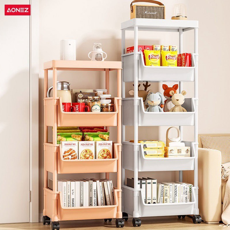 KODE Q76X AONEZ Rak Buku Susun Serbaguna Tempat Rak Buku Anak Lemari Buku Plastik Rak Portable Roda 