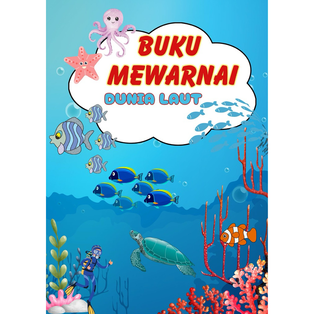 BUKU MEWARNAI UNTUK ANAK ANAK TEMA HEWAN LAUT lembar PDF