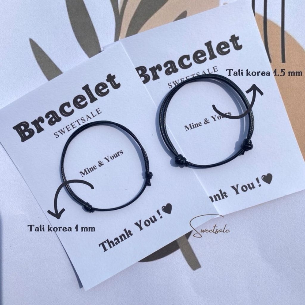 Gelang Tali Korea Hitam Polos