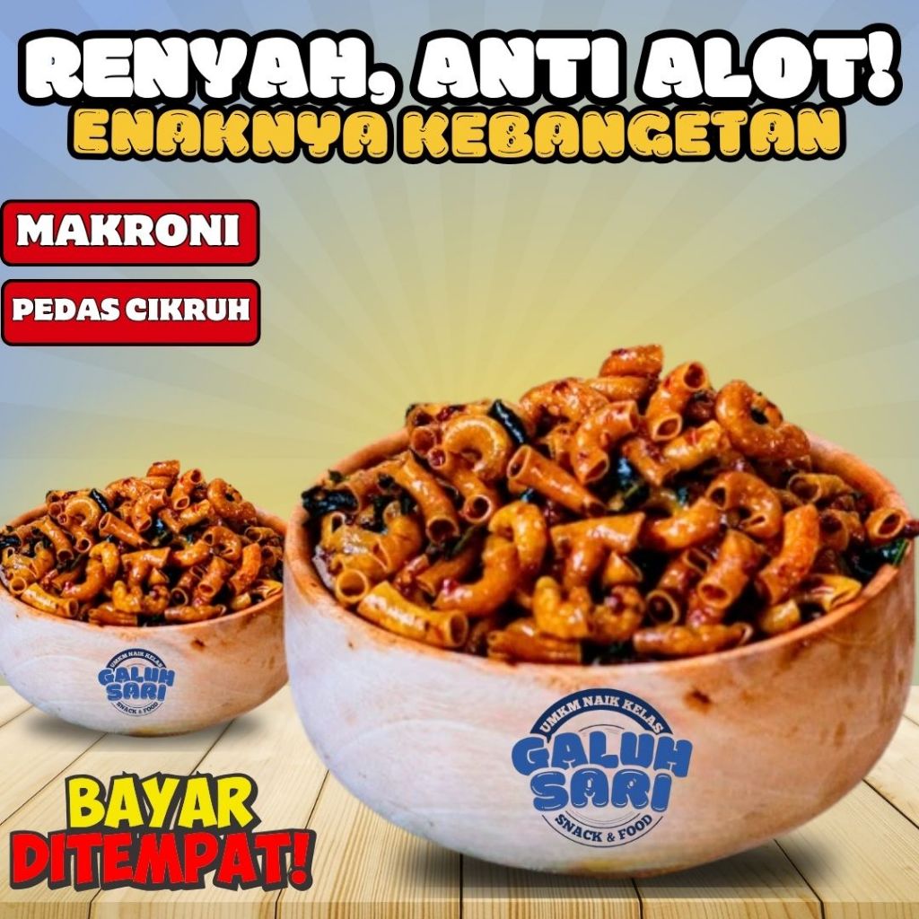 

Makaroni Bantet Sultan Kiloan Rasa Pedas Extra Daun Jeruk Bumbu Cikruh Tekstrur Renyah Kriuk Nikmat