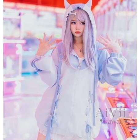 AiViiHOODIE JAKET TENSHI KAWAII KEI HORN