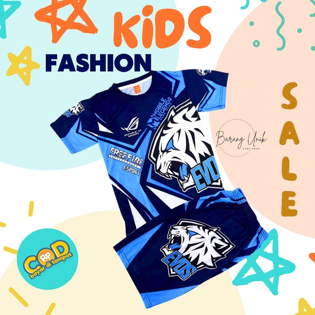 PAKAIAN ANAK COWOK SETELAN BAJU ANAK EVOS X ML X FF