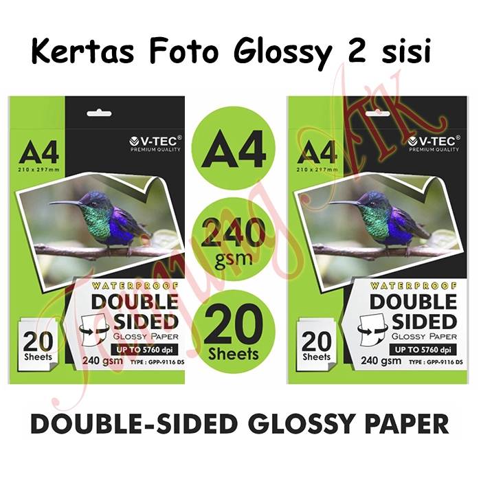 

Kertas Foto Dua Sisi / Photo Paper VTEC Glossy Double Side A4 240 gsm