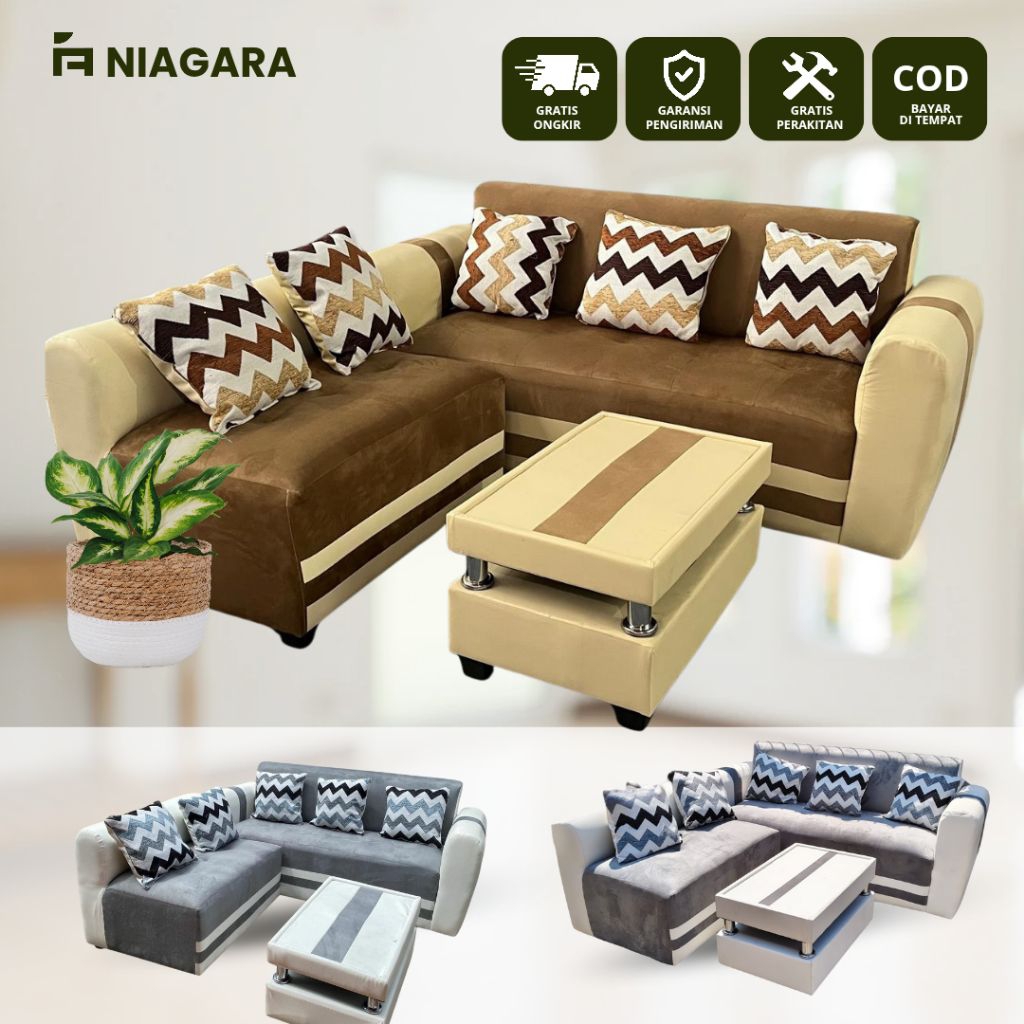 FREE ONGKIR Sofa Sudut Minimalis Kain Midili Berkualitas Sofa Ruang Tamu Aesthetic Minimalis Termura