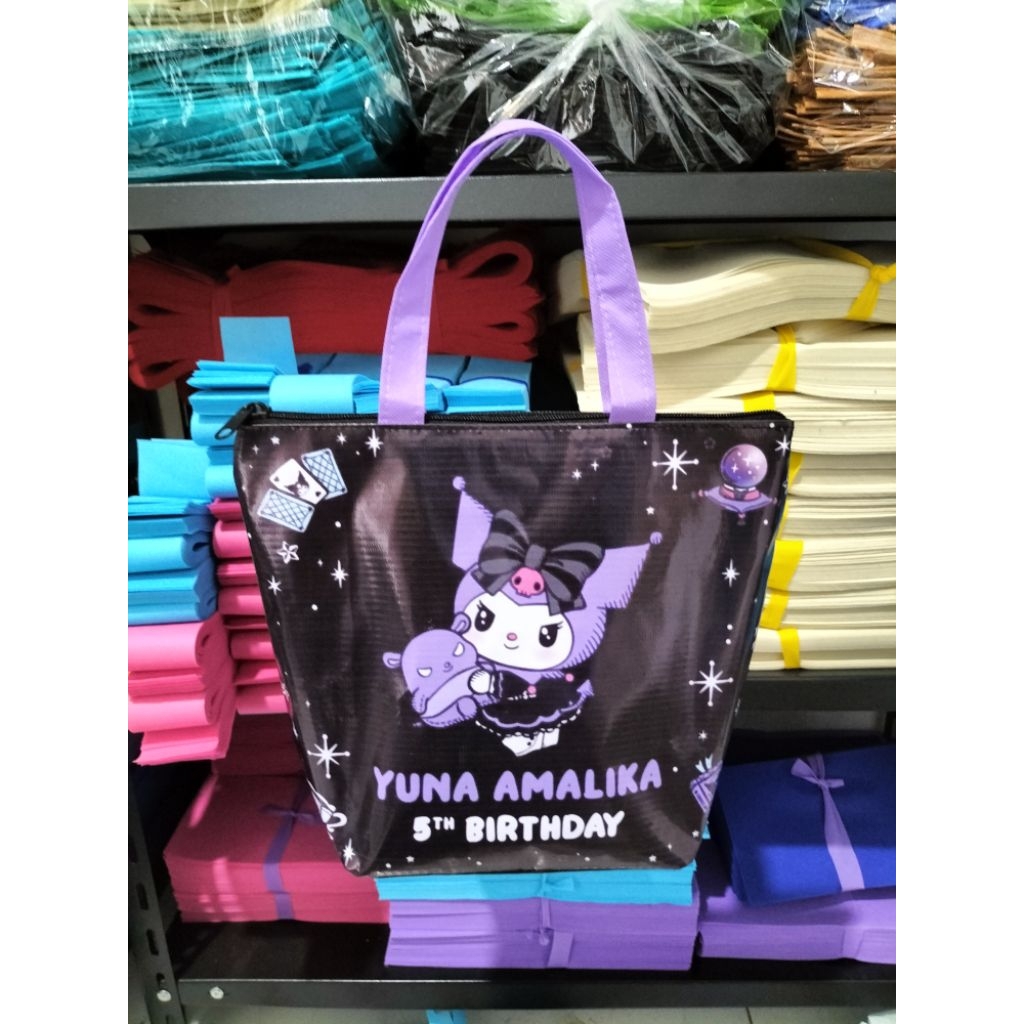 

Tas ultah / Tas ulang tahun resleting / Tas pesta ultah custom / Goodie bag kuromi