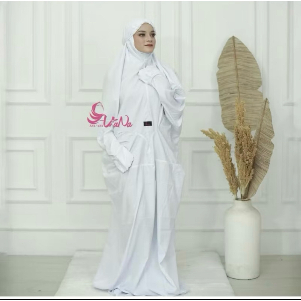 Mukena Terusan bordir mukena bordir Putih Mukena Murah Motif Simpel