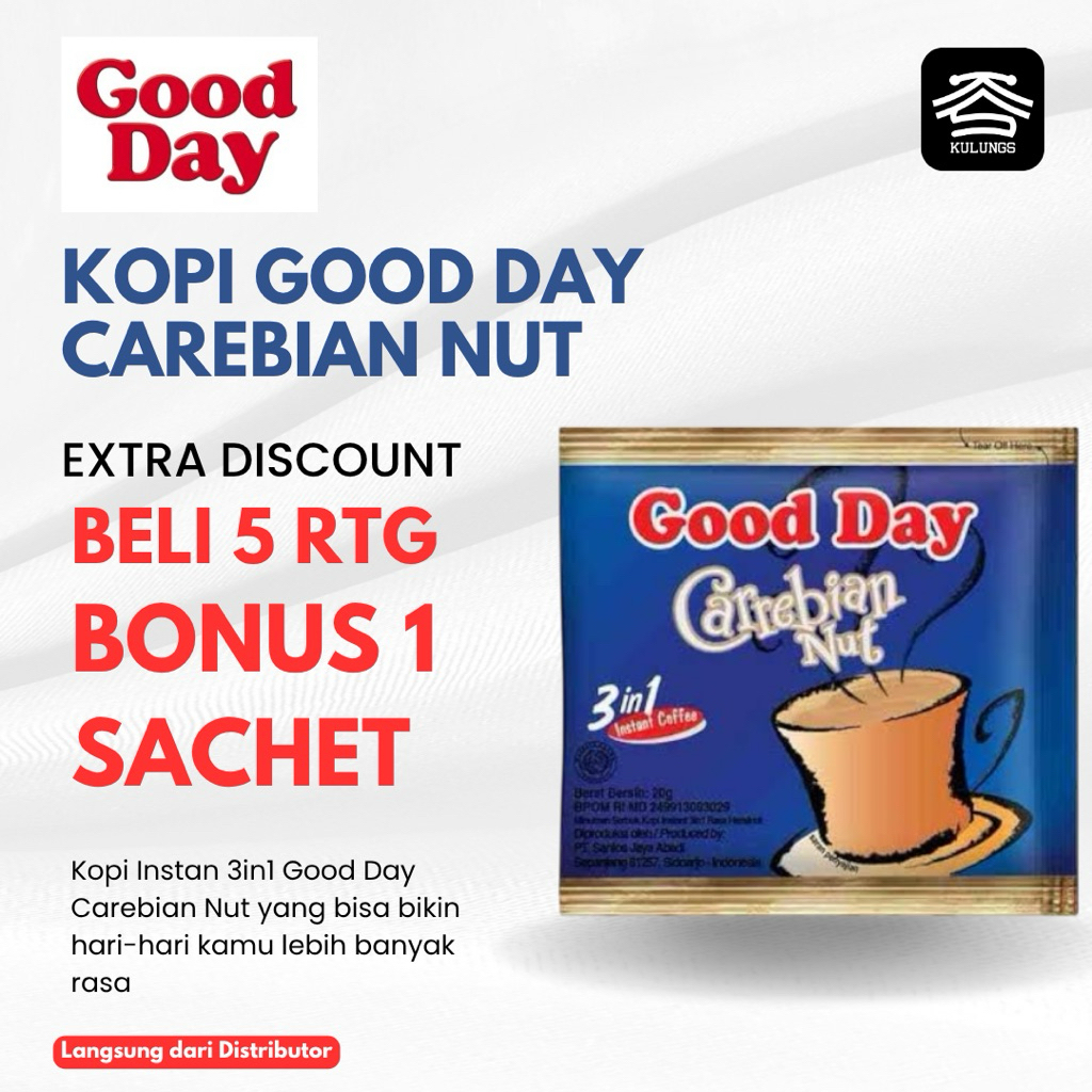 

Kopi Good Day Moccacino 1 Renteng Isi 10 Sachet. Harga Per Renteng, Promo Beli 5 Bonus 1