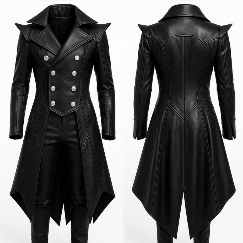 TERLARIS Costum VAMPIR Trench Coat Jubah Vampir Cosplay Vampire Dramatic Gothic Flair Jaket Vampire