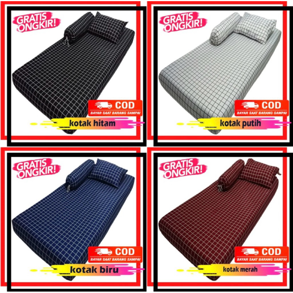Sprei Single 120X200 100X200 90X200 Sprei Motif Kotak Kotak Murah Berkualitas