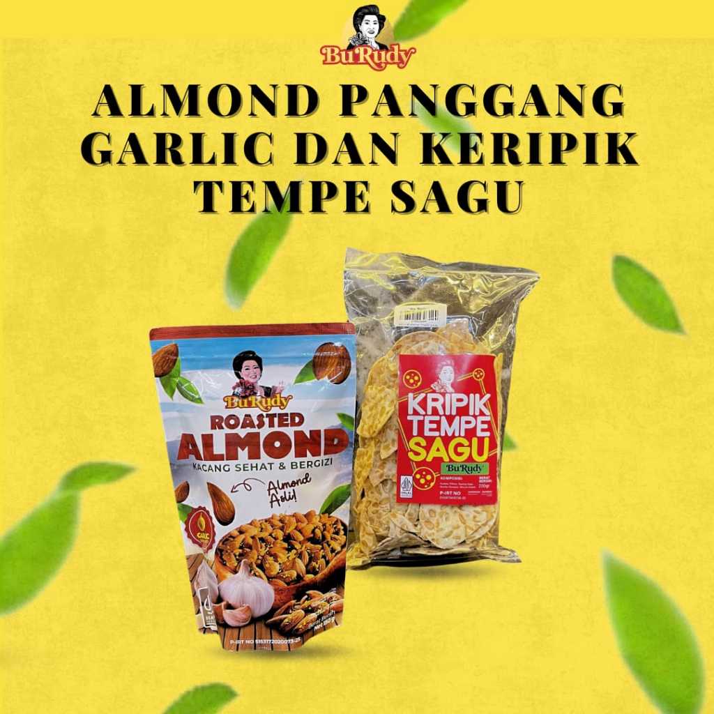 

PAKET HEALTY AND CRUNCH II KACANG ALMOND GARLIC & KERIPIK TEMPE SAGU KHAS BU RUDY