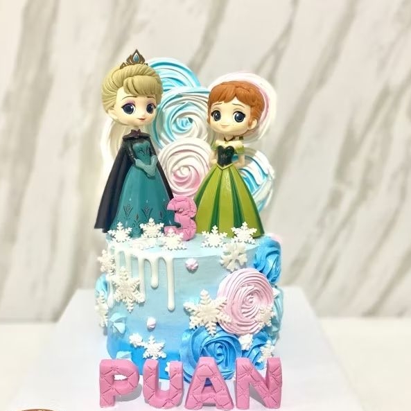 

kue ulang tahun butter cookies icing fondant frozen elsa anna cake