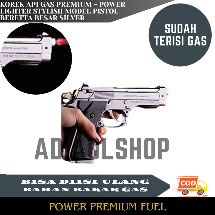 Korek Api Beretta Besar & Kecil Pistol Replika Api Bara Tahan Angin LS