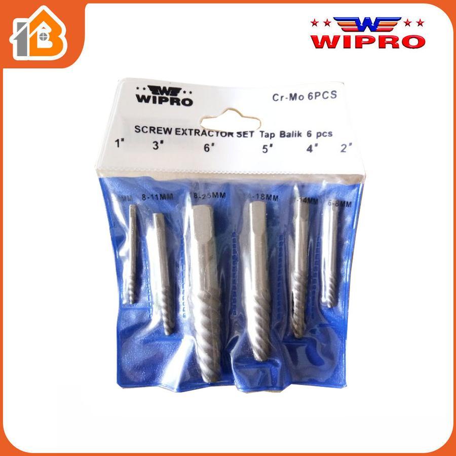 WIPRO TB06 SCREW EXTRACTOR TAP BALIK PEMBUKA BAUT PATAH 6PCS