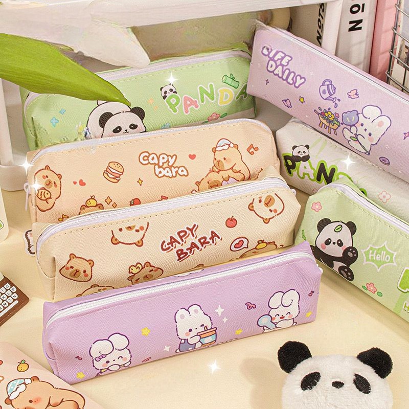 

batamall - KOTAK PENSIL ANAK SEKOLAH IMPORT PREMIUM KARAKTER CAPYBARA PANDA BUNNY #ST158 TEMPAT PENSIL SILINDER KAIN KANVAS PENSIL CASE LUCU SERBA GUNA