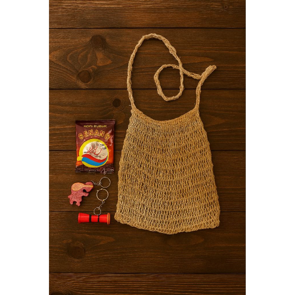 Paket Oleh-Oleh Papua Asli | Noken Tradisional + Kopi papua + Gantungan Kunci/ tas noken papua asli/