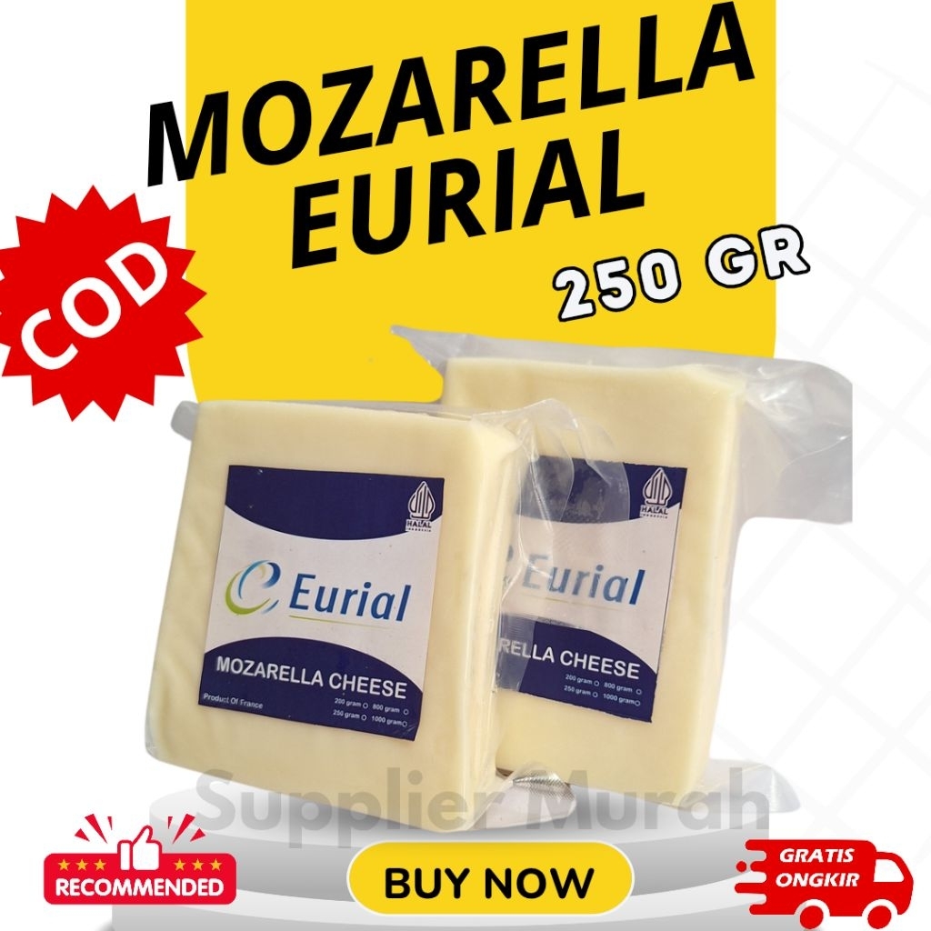 

Keju Mozarella Eurial 250 Gram Halal /Murah /Terlaris/Mulur