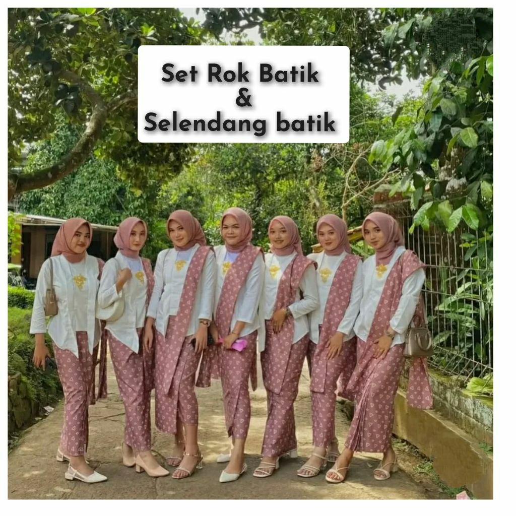 Rok lilit & selendang jumputan / Paket rok Lilit dan Selendang Batik / Set Rok Batik Instan & Selend