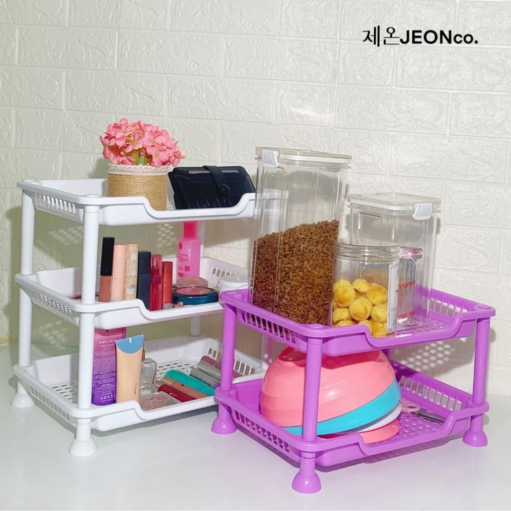 Terbaru Rak Segi Empat Plastik Serbaguna 2 Susun Dan 3 Susun Tempat Penyimpanan Alat Tulis Obat