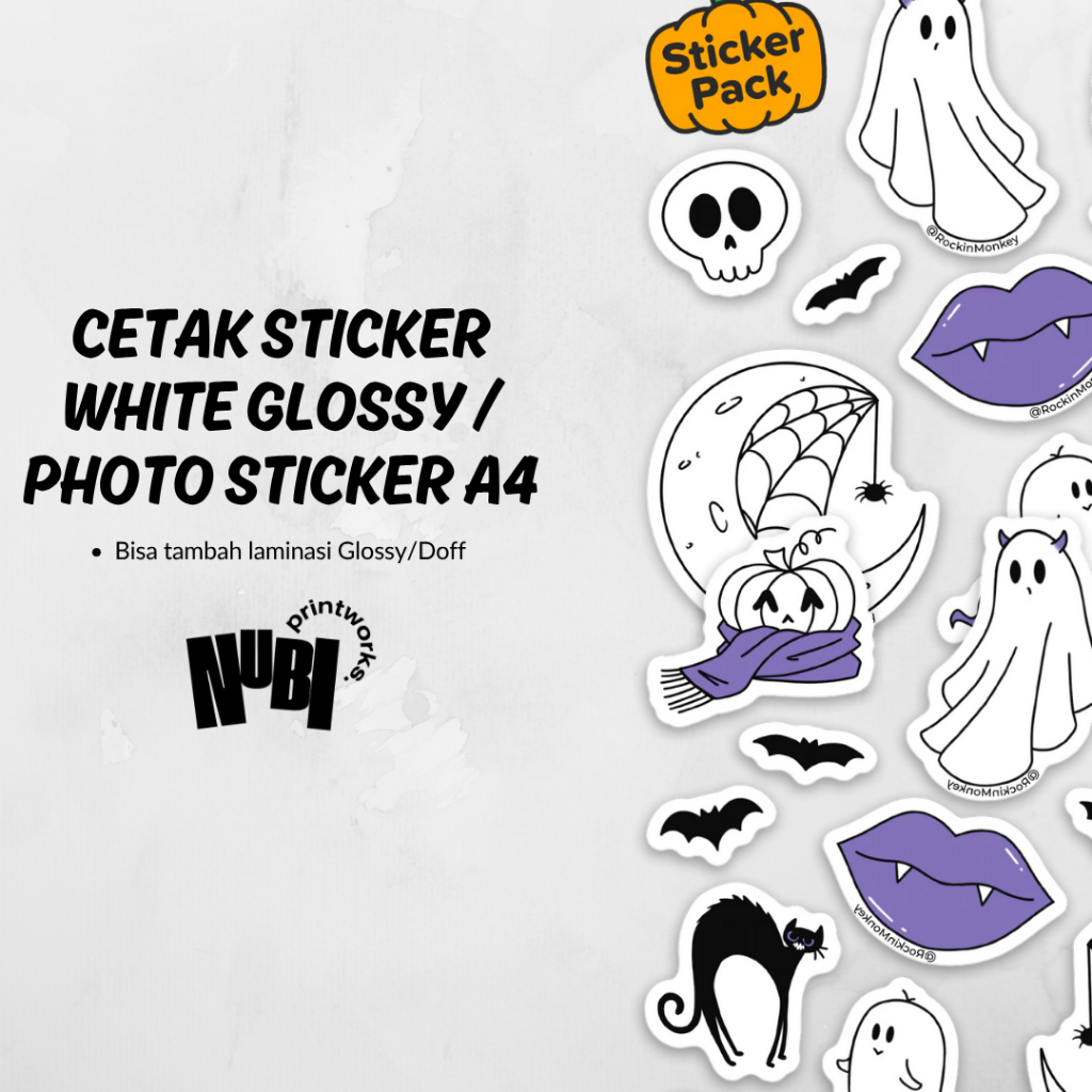 

Cetak Stiker White Glossy/Photo Sticker Custom Murah Free Cutting