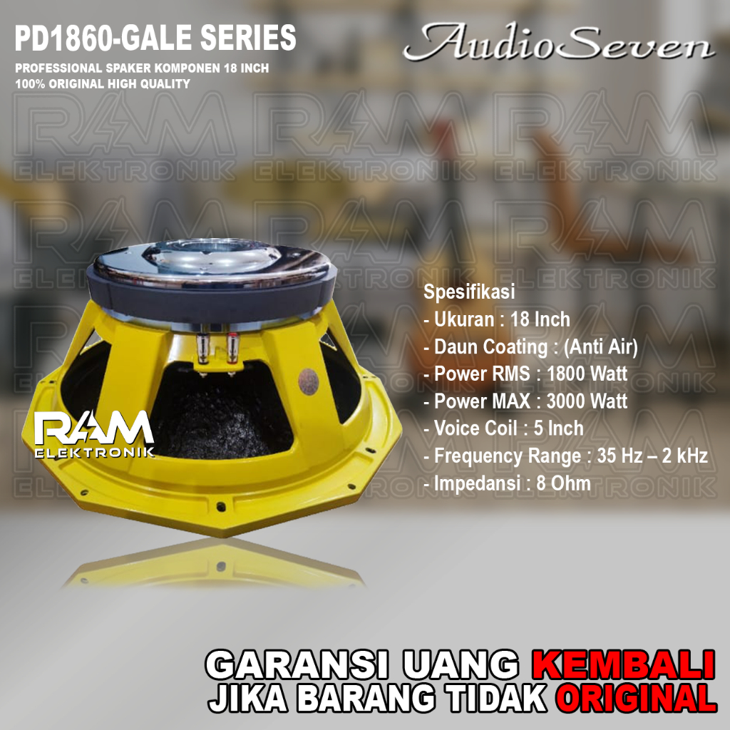 Komponen Speaker 18 Inch AUDIO SEVEN PD1860 | PD.1860 Gale Series Original Coil 5 Inch