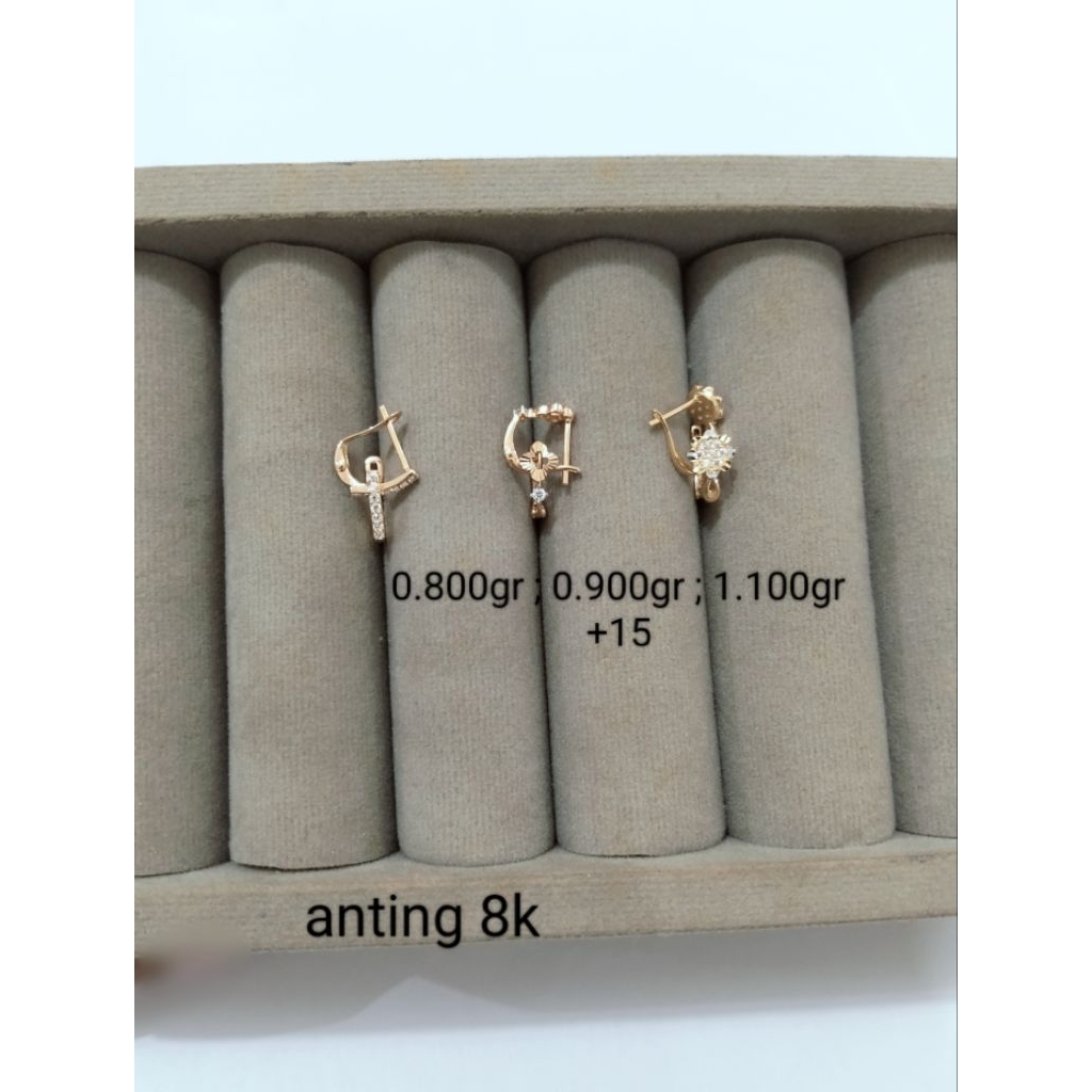 anting klip emas 8 karat