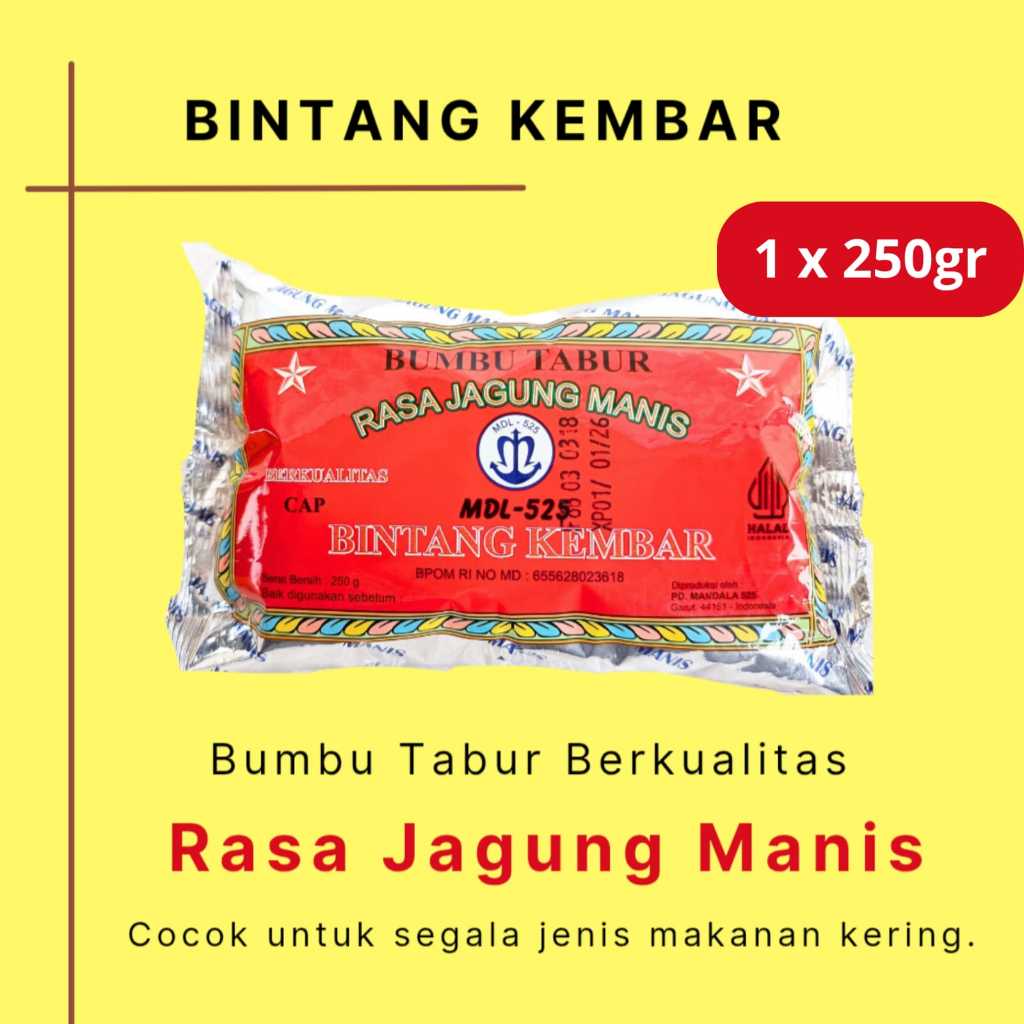 

Bumbu Tabur Rasa Jagung Manis merk Bintang Kembar mdl 525 250gr