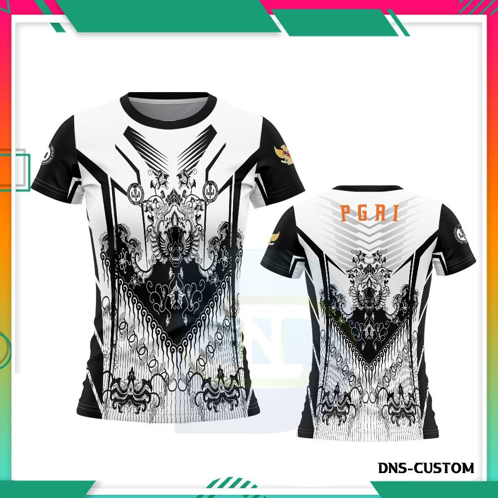 Baju Jersey Batik  PGRI Guru Wanita / Baju Kaos PGRI / Kaos Polo Guru Wanita Baju PGRI Fullprint