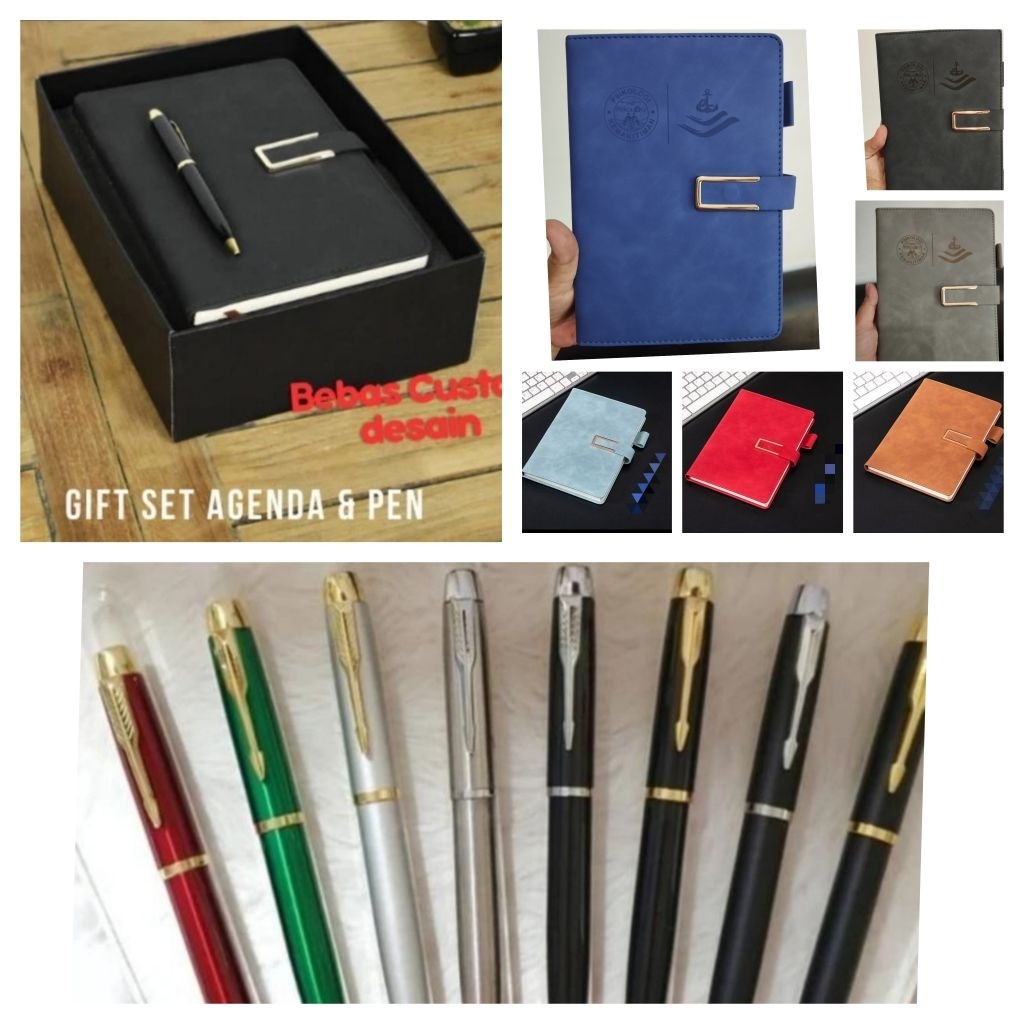 

Kado ECER Gift Set FREE GRAFIR NAMA & LOGO/Gift Set Custom Logo/Gift Set Agenda Kulit Soft & Pen Metal/GiftSet isi 2 Notebook A5 + Ballpoint Metal/Giftset 2in1 Buku Tulis Oraginizer Kulit dan Pulpen Besi/Hampers Mewah/Seminat Kit