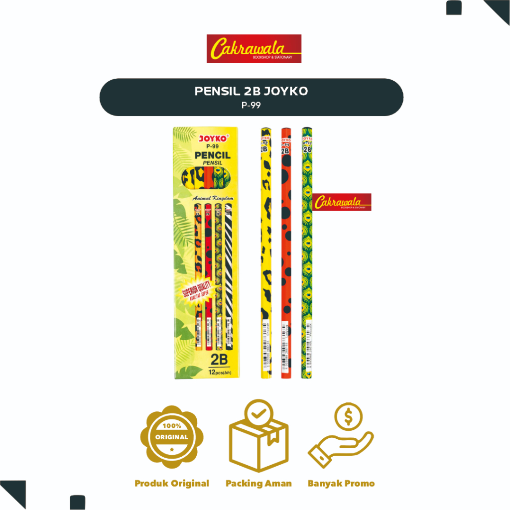 

PENSIL 2B JOYKO P-99 | Pensil Desain Animal Kingdom | Pensil Hewan | Animal Pencil