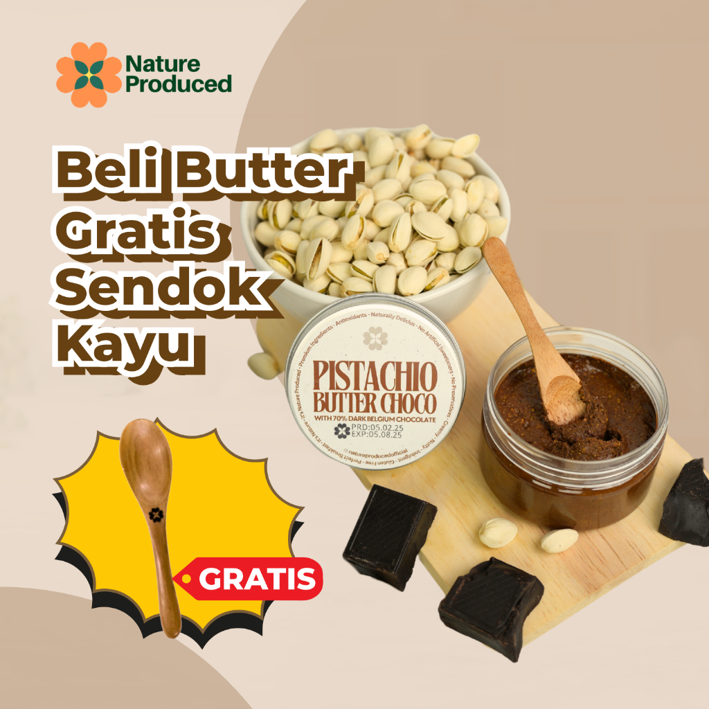 

[Nature Produced] Pistachio Butter Choco - 70% Dark Chocolate | Selai Vegan | Tanpa Gula | Sehat