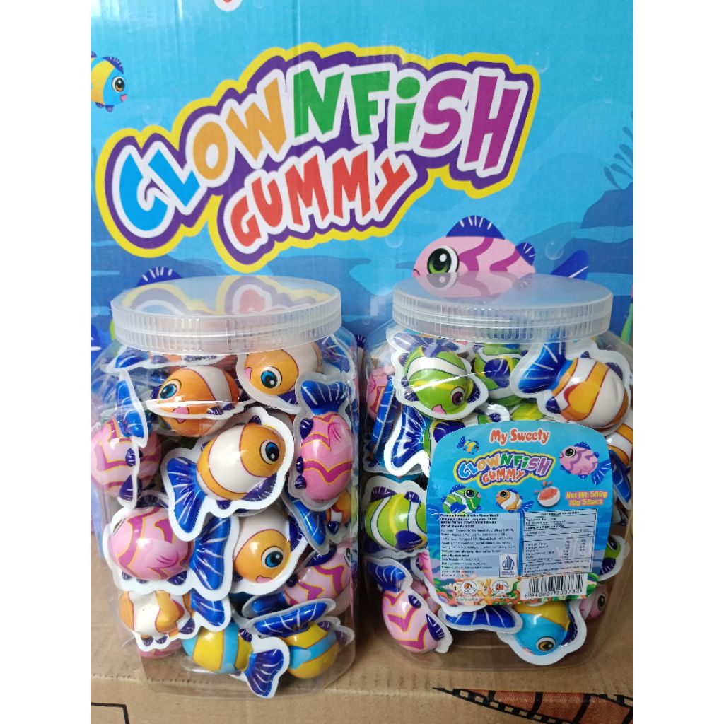 

permen gummy ikan my sweety isi 50 pcs/toples