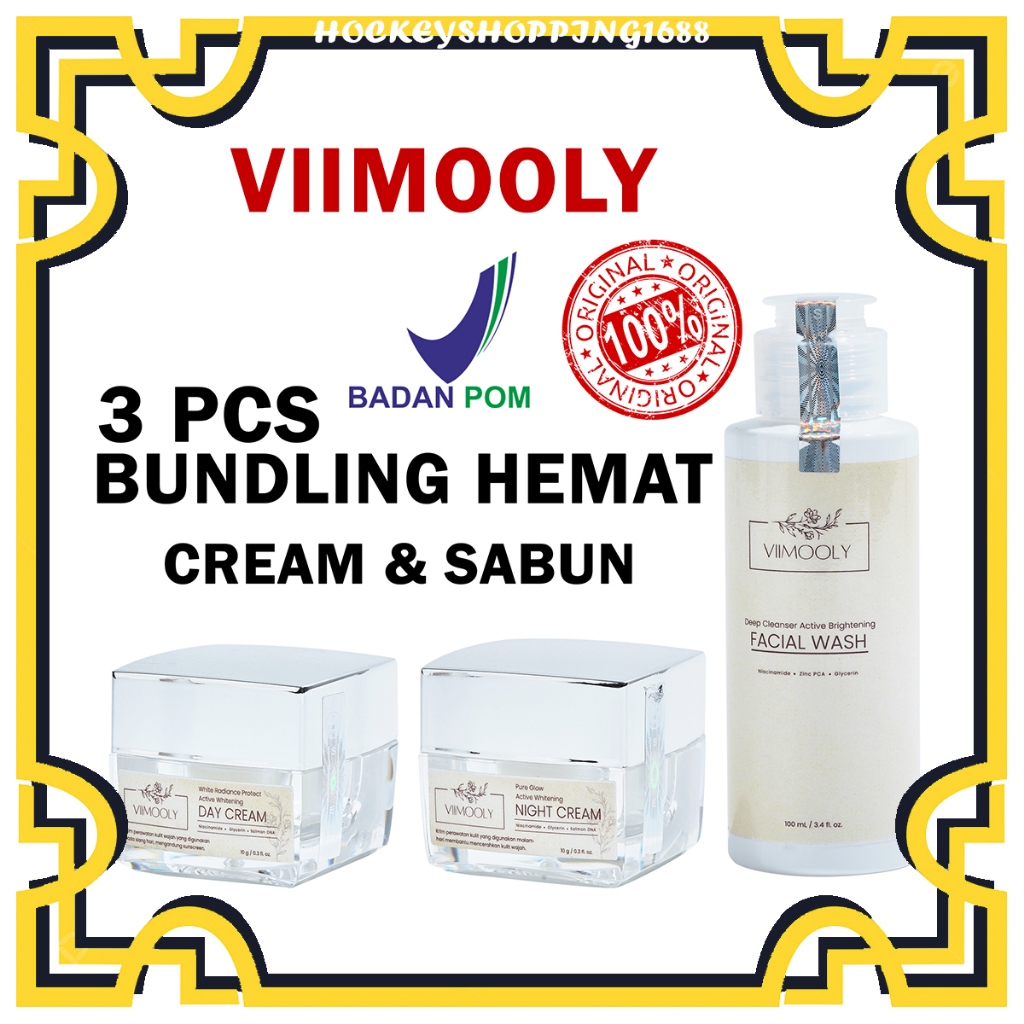 HS [ PAKETAN ] VIIMOOLY - PAKETAN DNA SALMON WHITENING SERIES 3IN1 DAY CREAM NIGHT CREAM FACIAL WASH