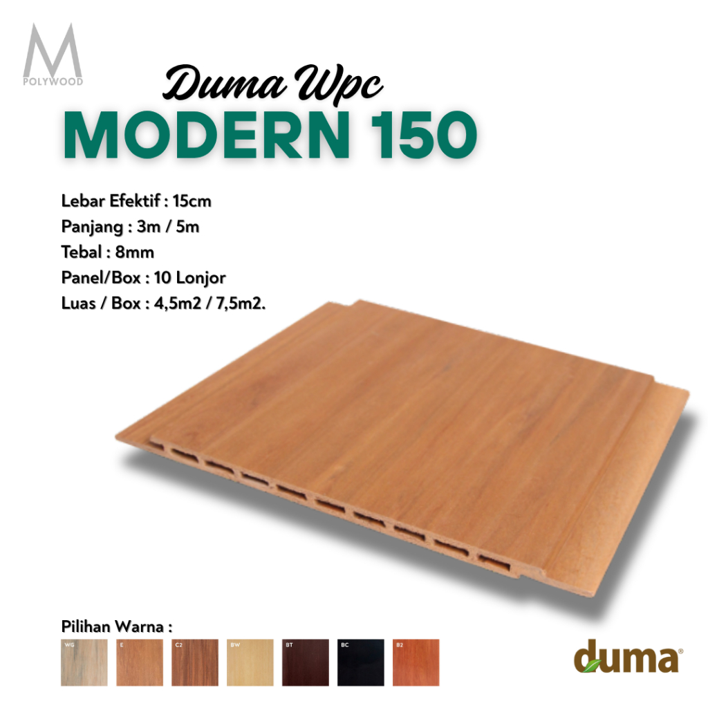 READY STOK - DUMA MODERN 150 / DUMA WPC (WOOD PLASTIC COMPOSITE) PANEL UNTUK PLAFON DAN DINDING