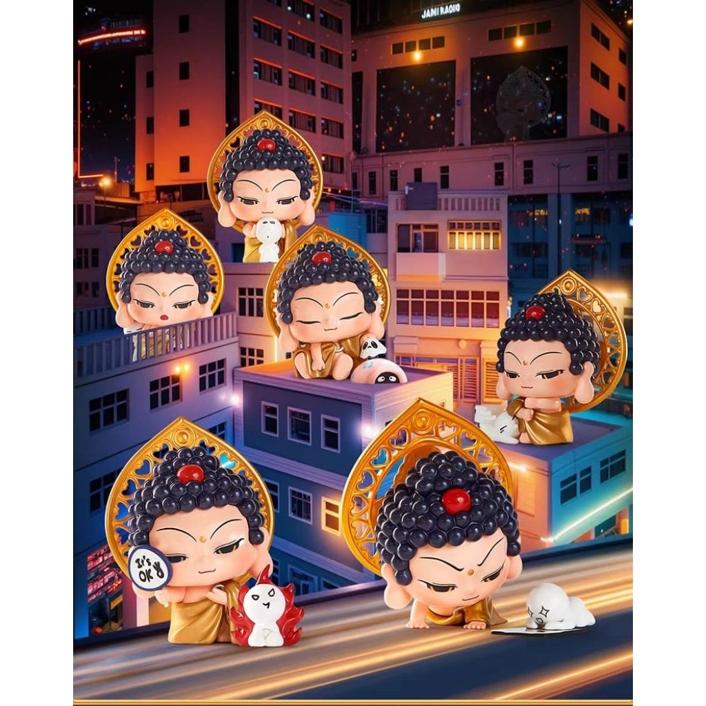 Figure patung buddha Amitabha cibi/lucu FUFUTIETIE Amitabha buddha king figurine series [unsealed/bu