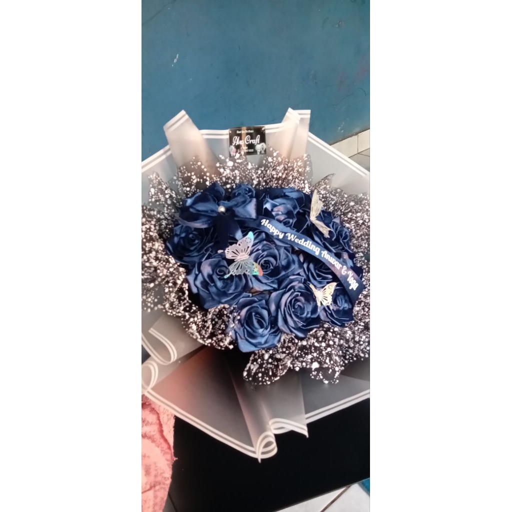 

buket bunga pita satin 15 tangkai