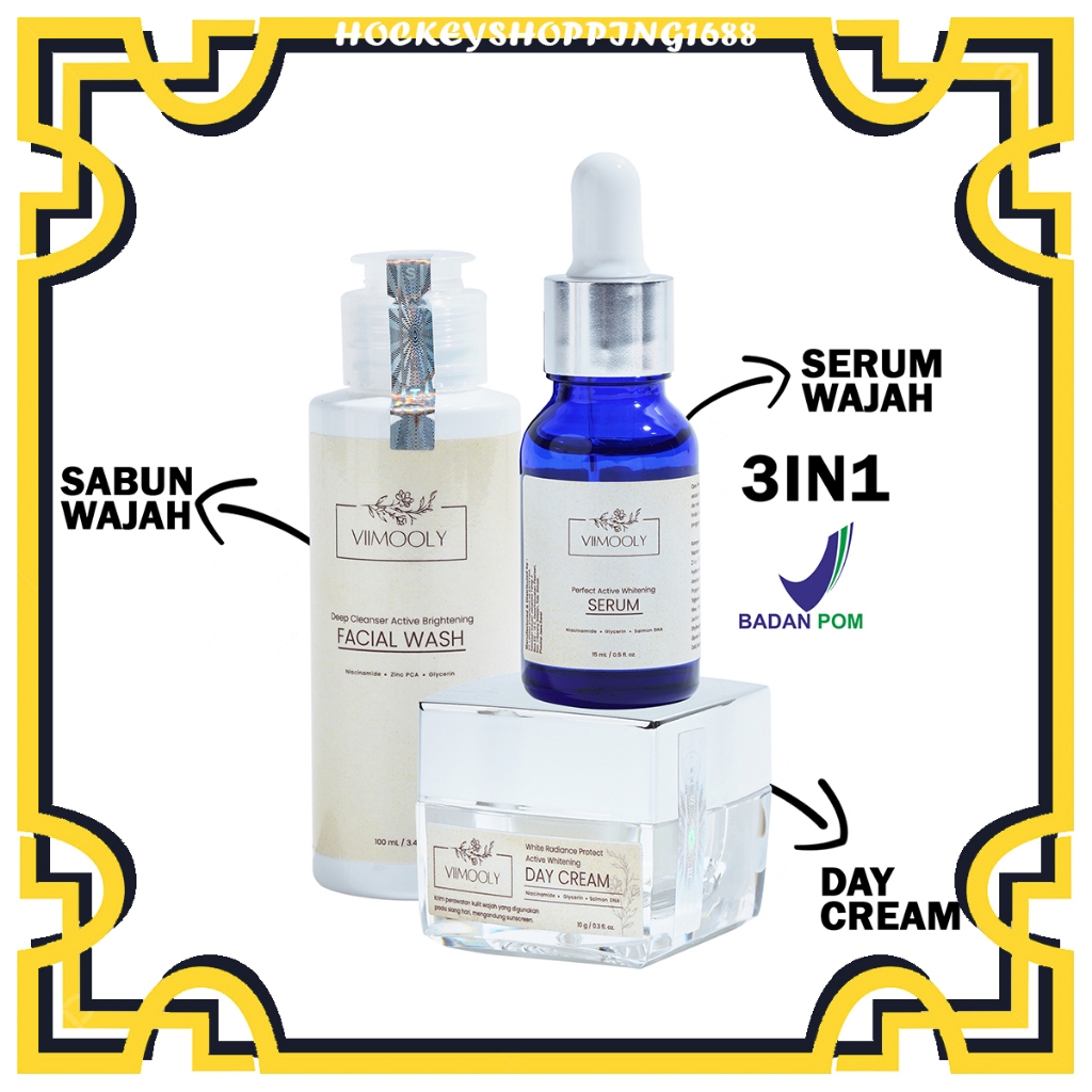 HS [ PAKETAN ] VIIMOOLY - PAKETAN DNA SALMON WHITENING SERIES 3IN1 DAY CREAM FACIAL WASH & SERUM