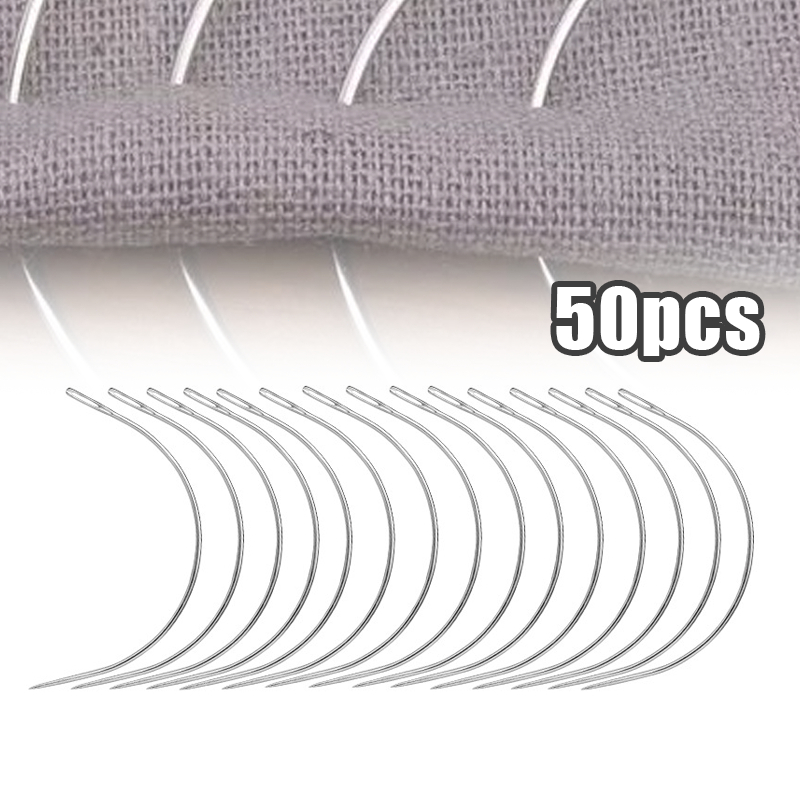 50pcs Curve Needle Jarum lengkung Jahit Tangan Bentuk C Jarum Jahit Jok Jarum Tangan Set Untuk Jahit