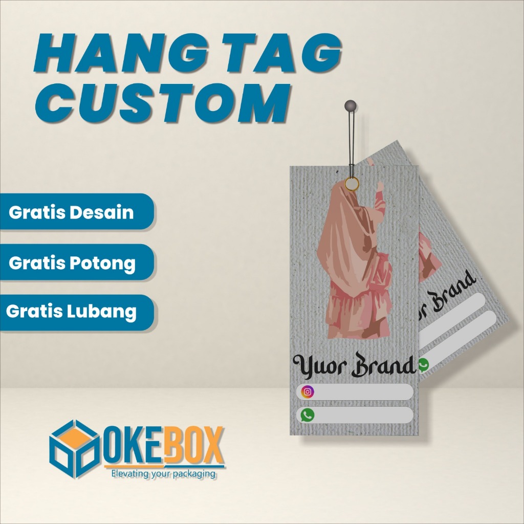 

Hangtag tang handtag hantag label baju custom nama harga jualan (3x5cm) okebox HT4