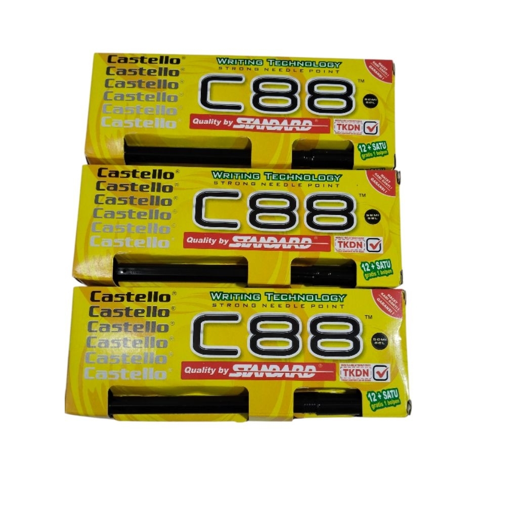 

pena Castello C88 hitam/lusin isi 12+1pcs