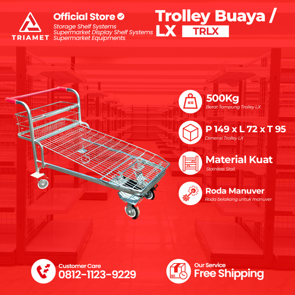 Trolley Barang Serbaguna 500kg - Trolley Gudang - Trollley Supermarket
