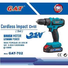 Mesin Bor Cordless GAT 21V | Bor Tangan Baterai 21 Volt bor kayu / besi | Cordless Bor set Box Mesin