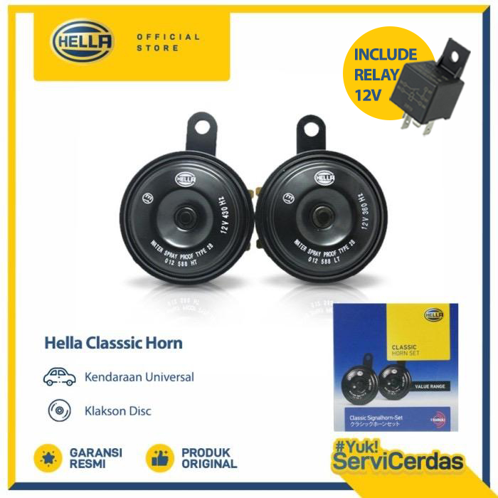 Klakson Mobil Disc Hella Classic Horn 12V Include Relay - Klakson motor