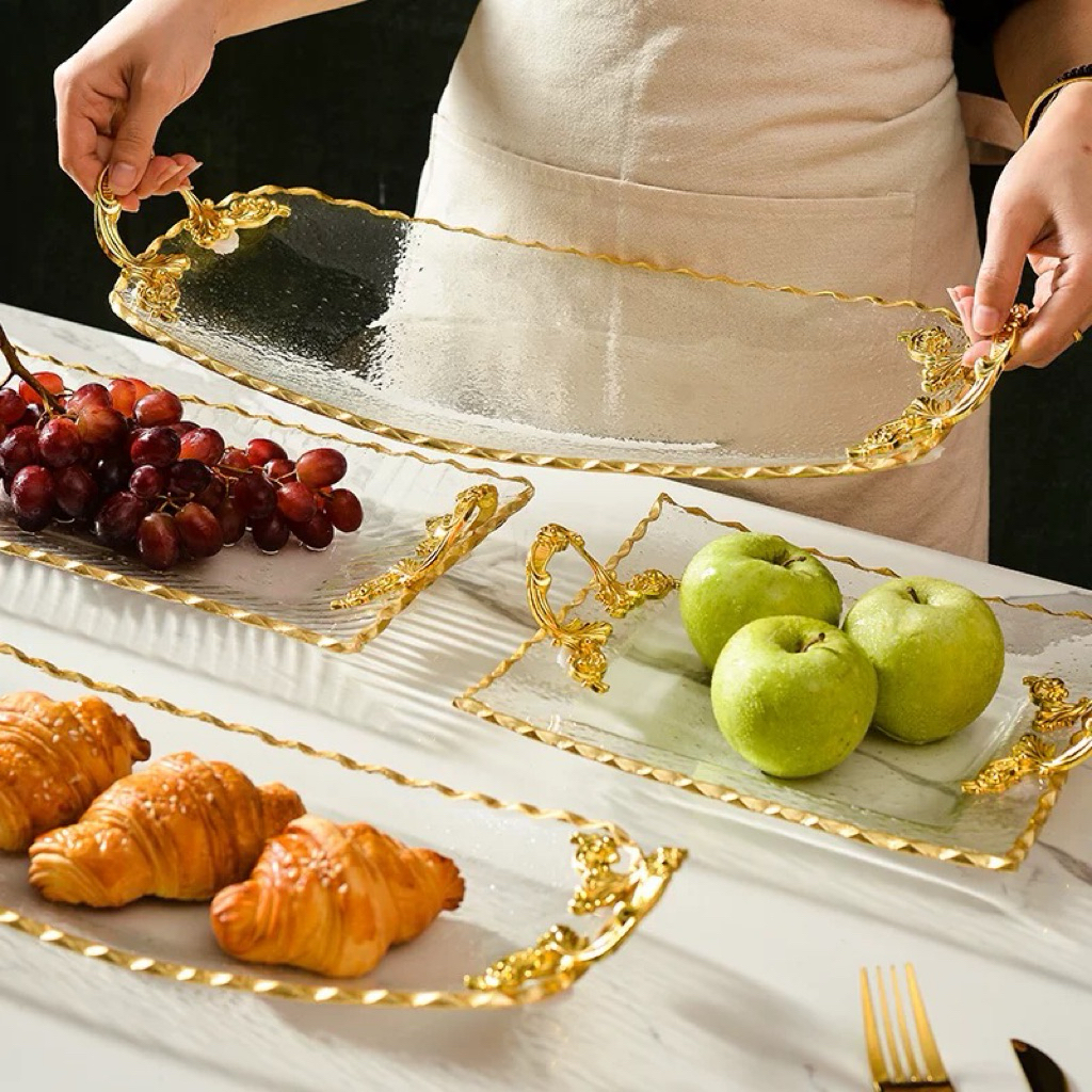 Piring Saji Kaca / Tray Buah kaca / Tray serbaguna