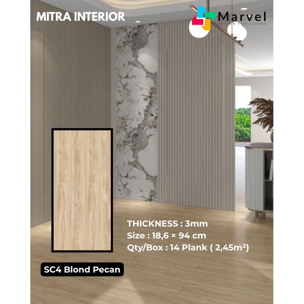 Vinyl Marvel Space SC4 Blond pecan motif kayu tebal 3mm/Box