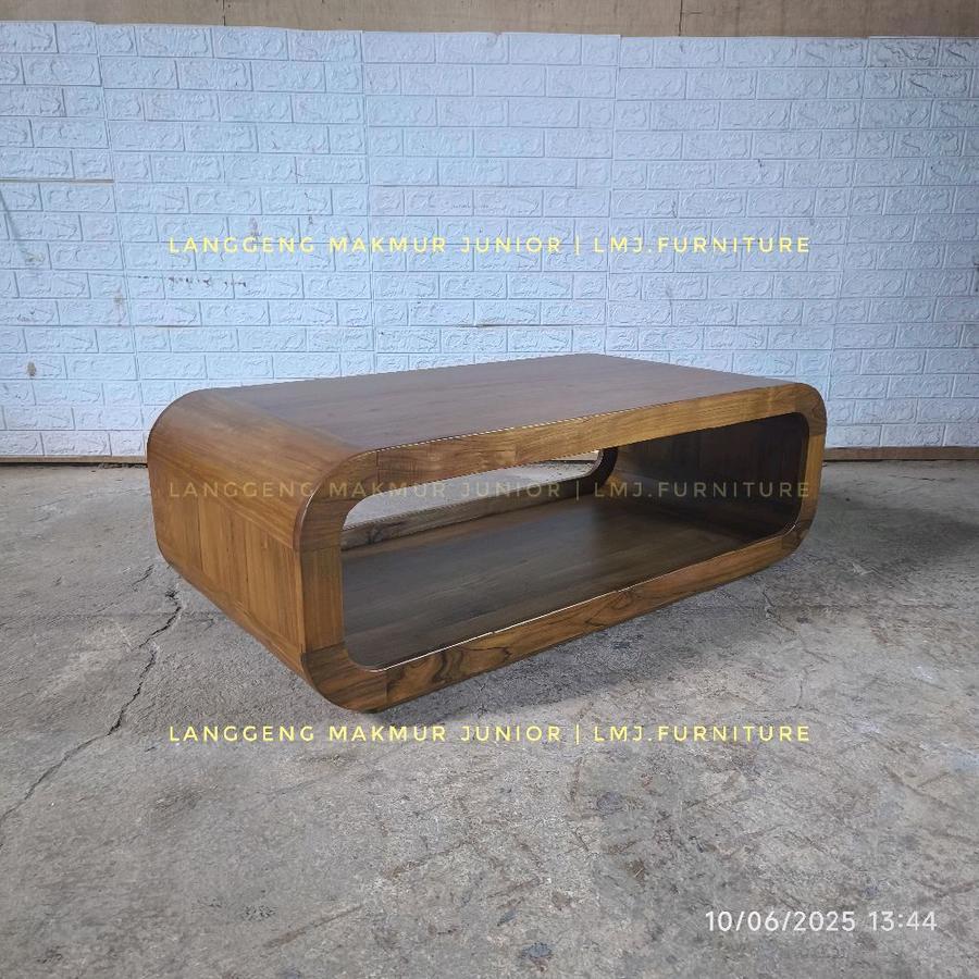 coffe table meja tamu minimalis oval jati jepara