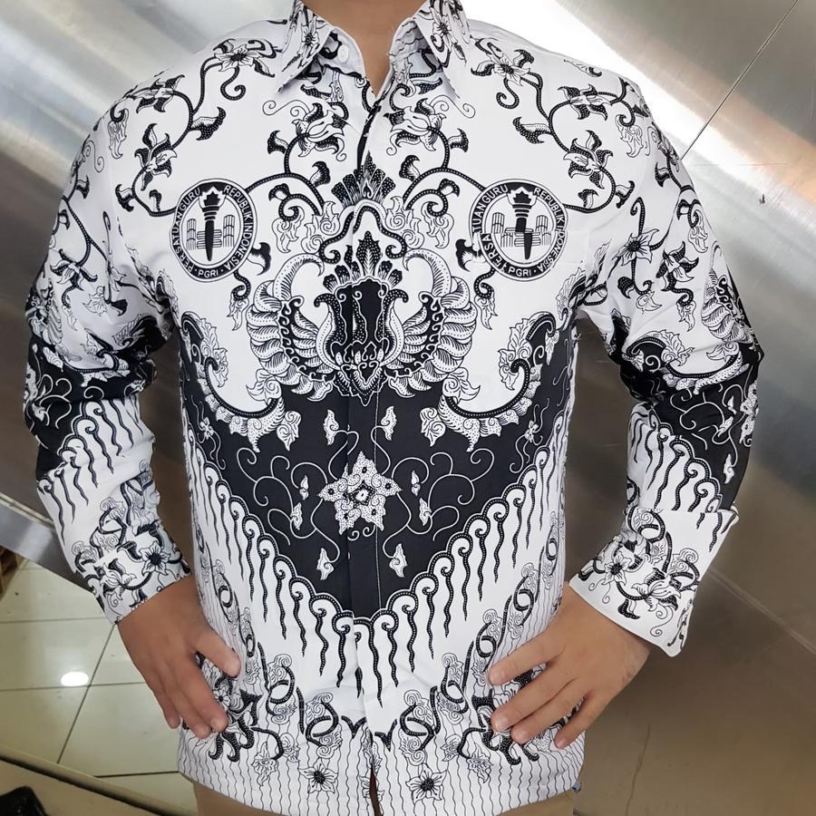 Baju Seragam PGRI Kemeja Hem Katun Pria Batik PGRI Dinas PNS Panjang